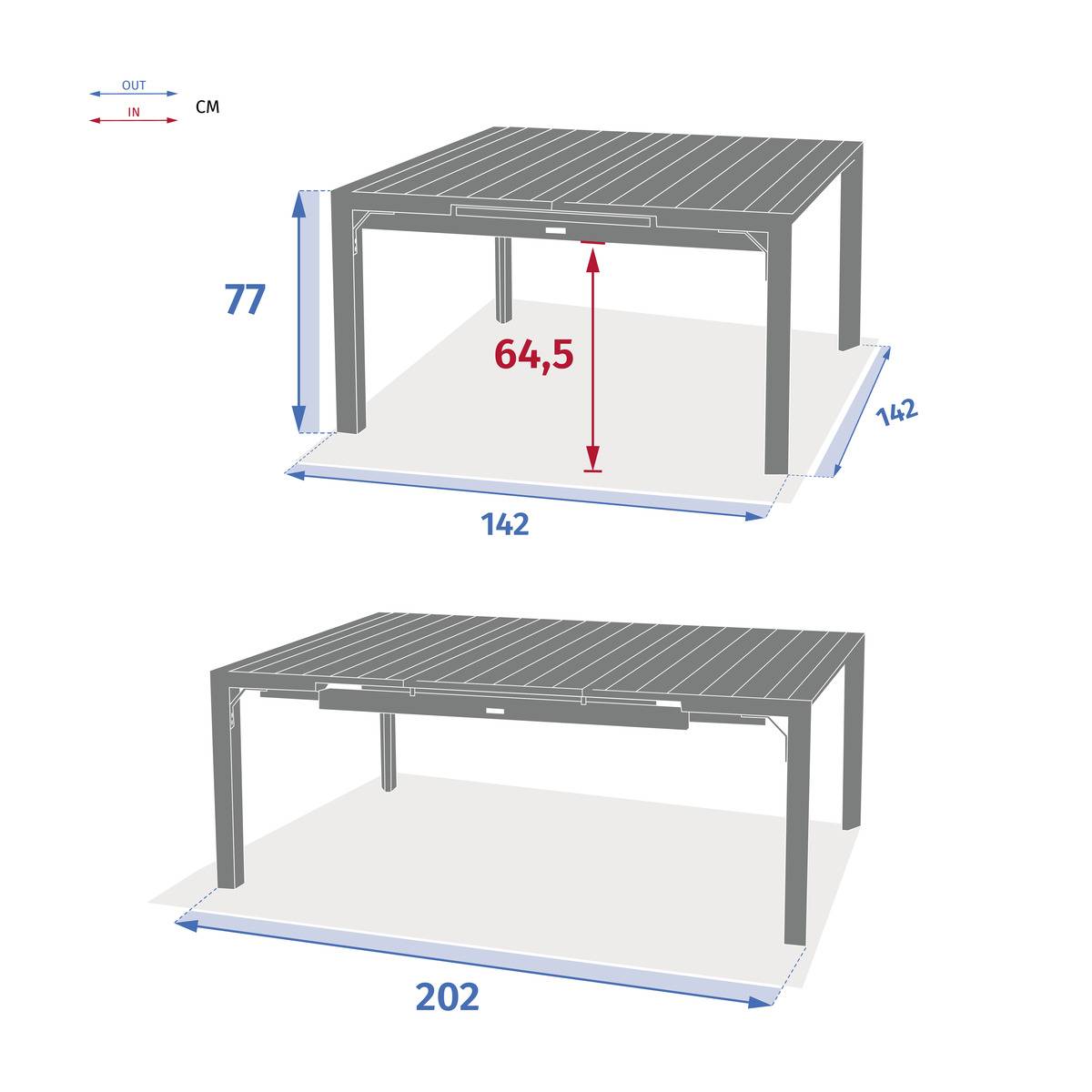 Hesperide - Table de jardin extensible "Évasion" en aluminium seigle & graphite traité époxy 10 places Hespéride - Image 7