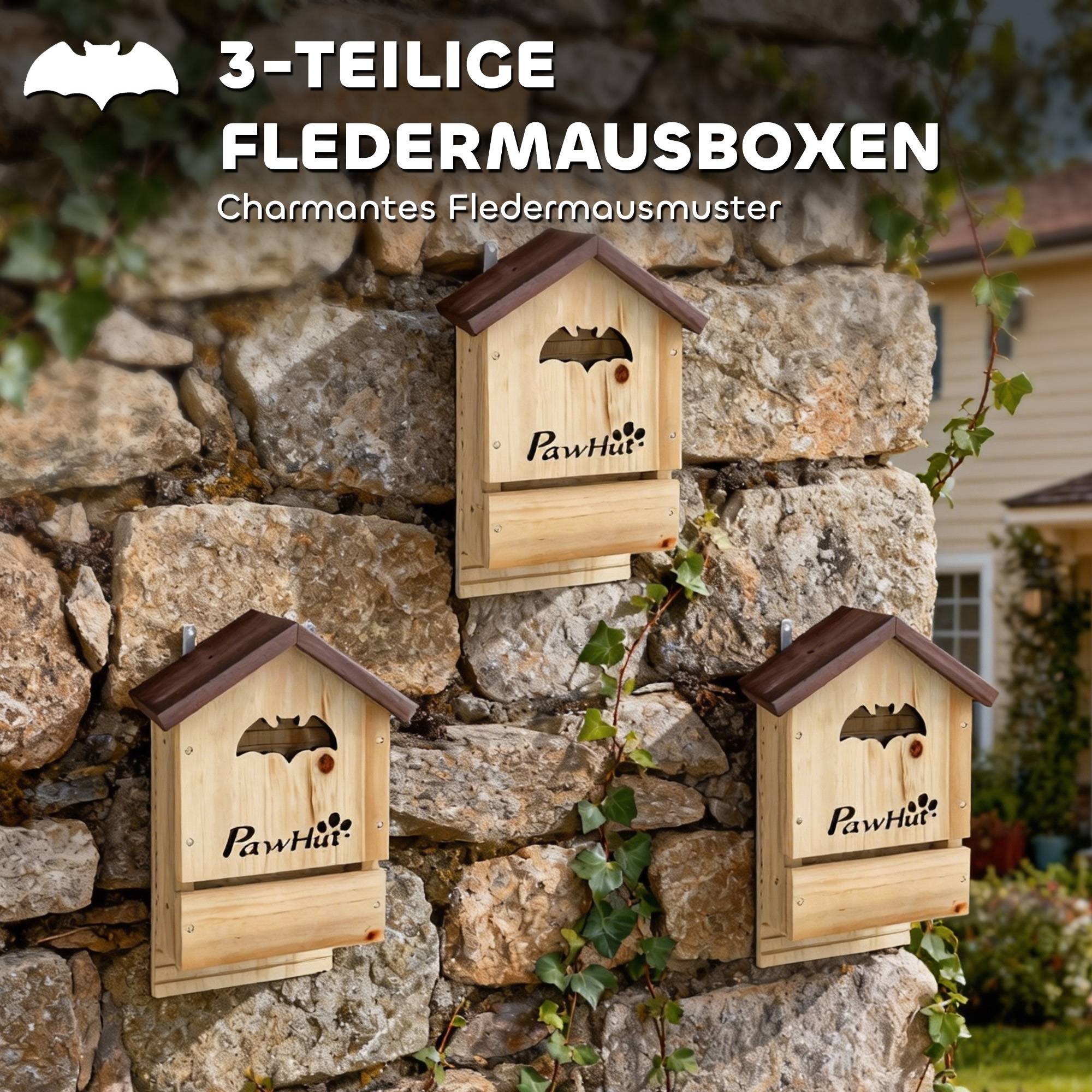 ComfortXL - Abri pour chauves-souris en bois de sapin naturel 21,5 x 11,5 x 34 cm pour jardin lot de 3 à suspendre - Image 4