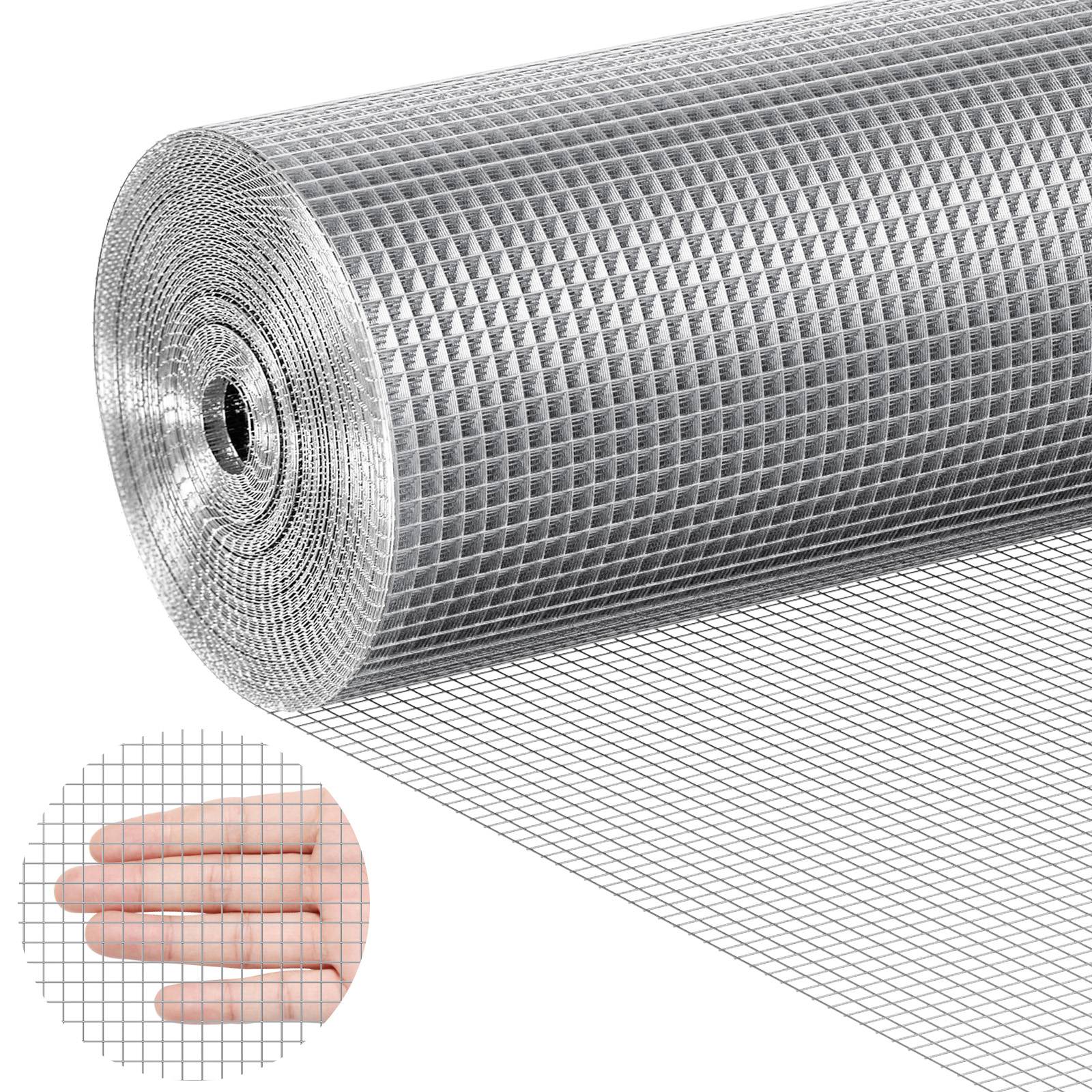 VEVOR Grillage métallique soudé galvanisé 0.915x30.48m, maille 6.35x6.35mm, pour clôture/cage à lapins. - Image 1