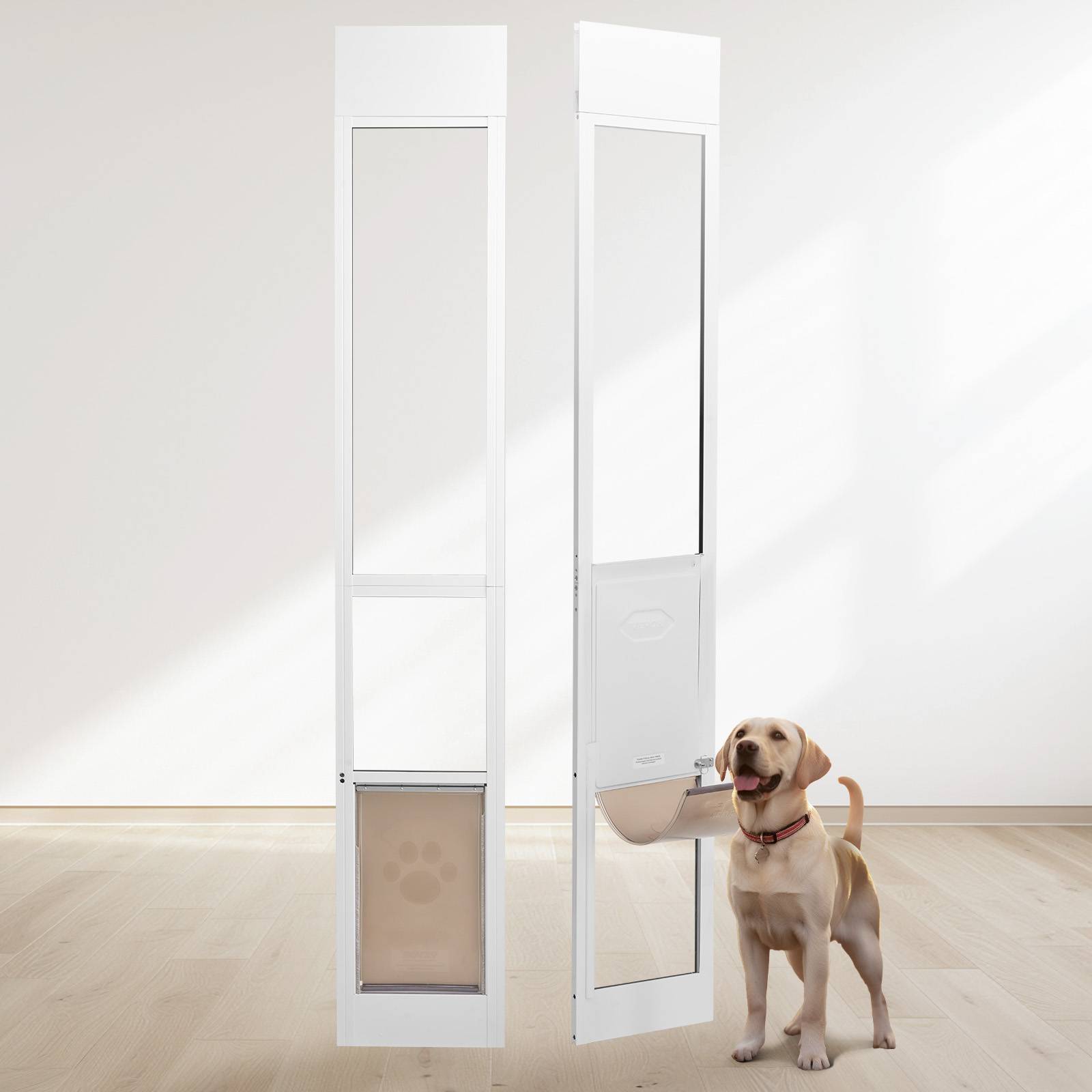 Vevor - VEVOR Porte chien pour porte coulissante verre, hauteur réglable. Verre trempé, cadre alu, rabat. - Image 1