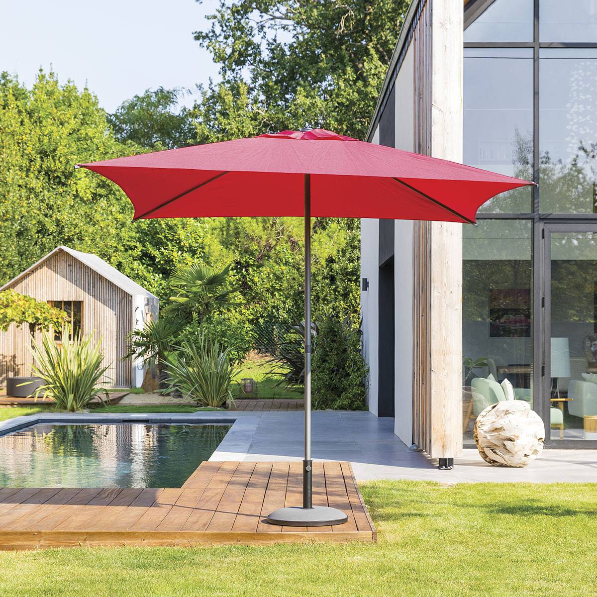 Hesperide - Parasol droit carré "Soya" grenade D2,5x2,5m en acier Hespéride - Image 6