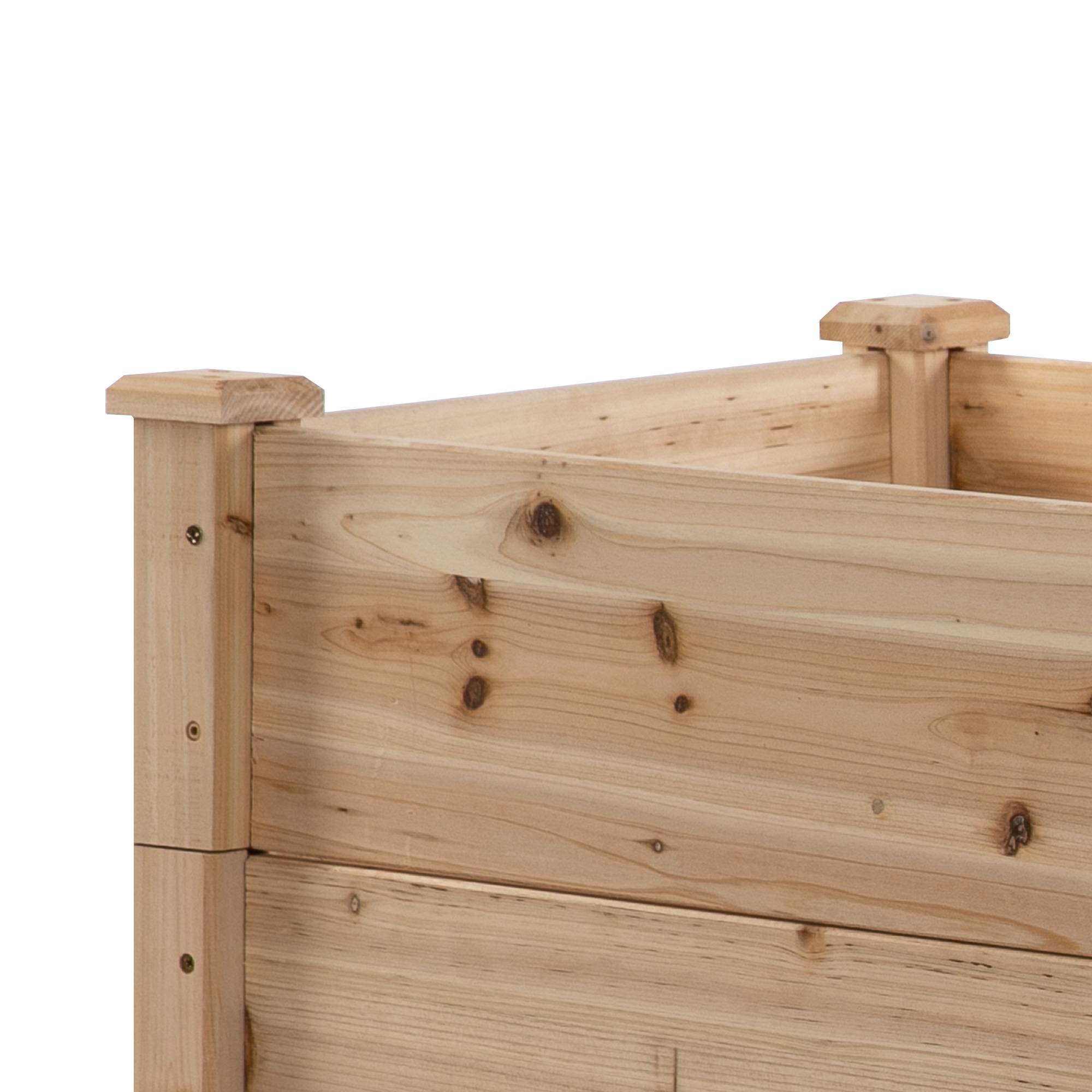 Carré Potager en Bois à 3 Niveaux Jardin Potager en Escalier Grande Capacité 120x120cm Naturel - ComfortXL Outdoor Living - Image 10
