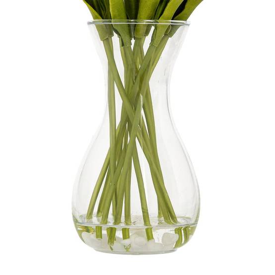 Composition Artificielle de Tulipes "Hector" 28cm Blanc - Image 2