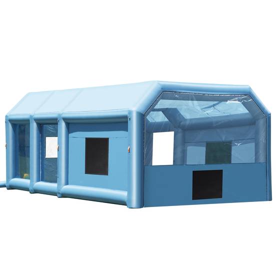 VEVOR Cabine peinture gonflable 8x4.5x3m, souffleurs 950+750W avec filtration, station de travail atelier. - Image 1