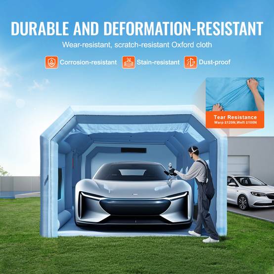 VEVOR Cabine peinture gonflable 8x4.5x3m, souffleurs 950+750W avec filtration, station de travail atelier. - Image 4
