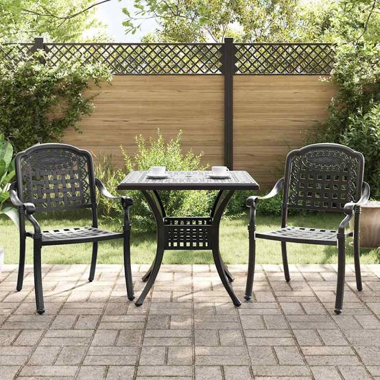 Ensemble de tables de jardin aluminium noir 80 x 80 x 75 cm - PANGIVO - Image 1
