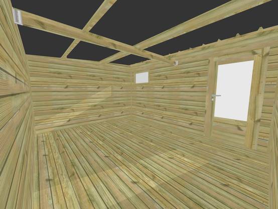 ABRI DE JARDIN bois autoclave 27mm - 6,34x3,44m / 22m2 - Bac acier - Plancher bois - Image 5