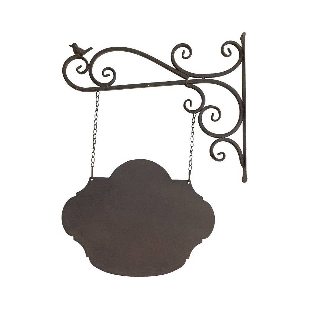 Enseigne plaque de porte écritoire mural jardin métal marron 65x47cm Chemin de campagne - Image 1