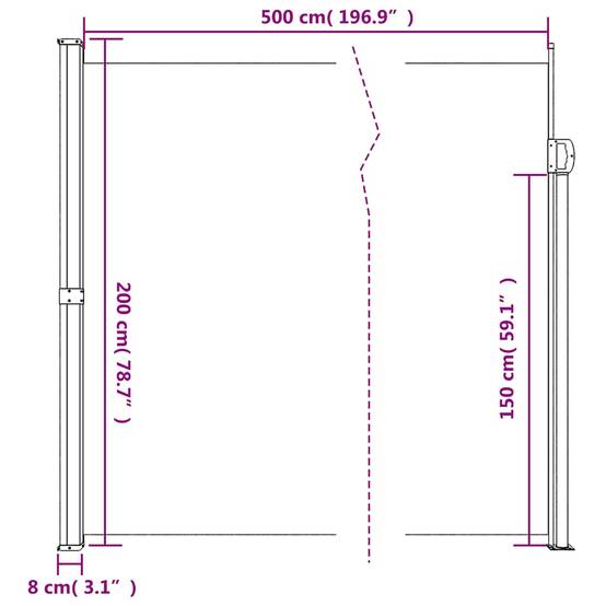 Store Banne - Auvent latéral rétractable crème 200x500 cm - MEUBLE PRO - Image 10