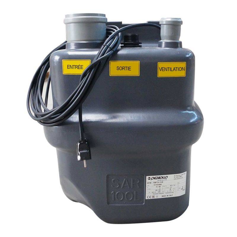 Station de relevage 100L Pedrollo SAR100ZXm1A40 - Pompe a eau 0,60 kW jusqu'à 24 m3/h monophasé 220V - Image 2
