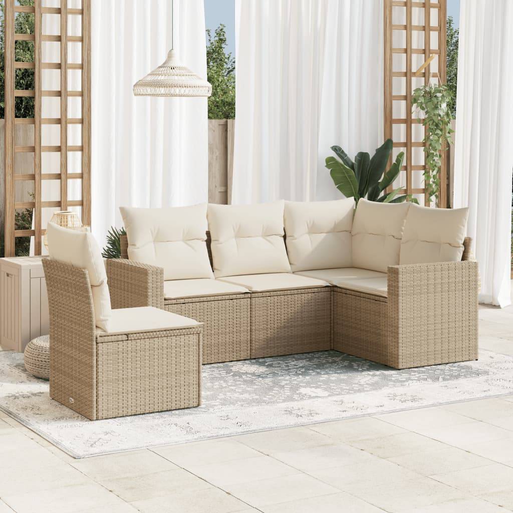 Vidaxl - Salon de jardin avec coussins 5 pcs beige résine tressée vidaXL 3251305 - Image 1
