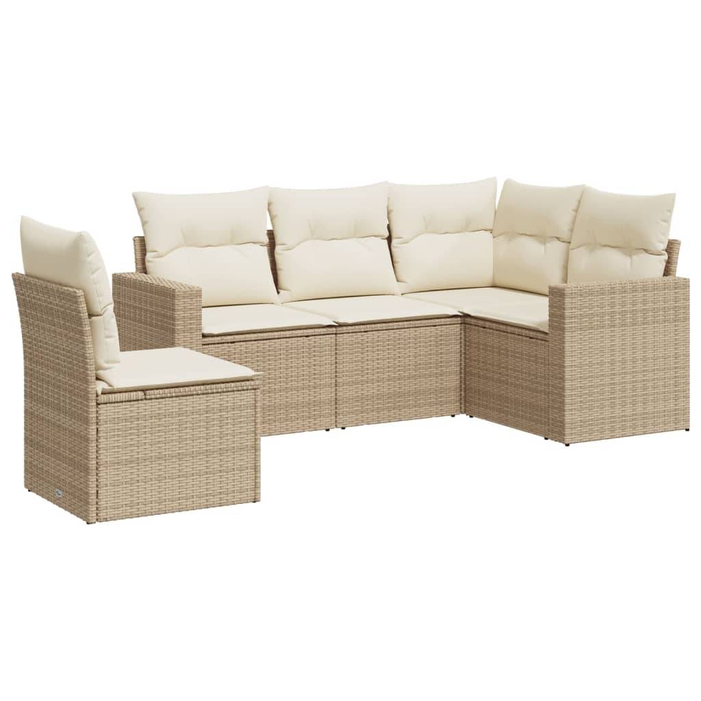 Vidaxl - Salon de jardin avec coussins 5 pcs beige résine tressée vidaXL 3251305 - Image 2