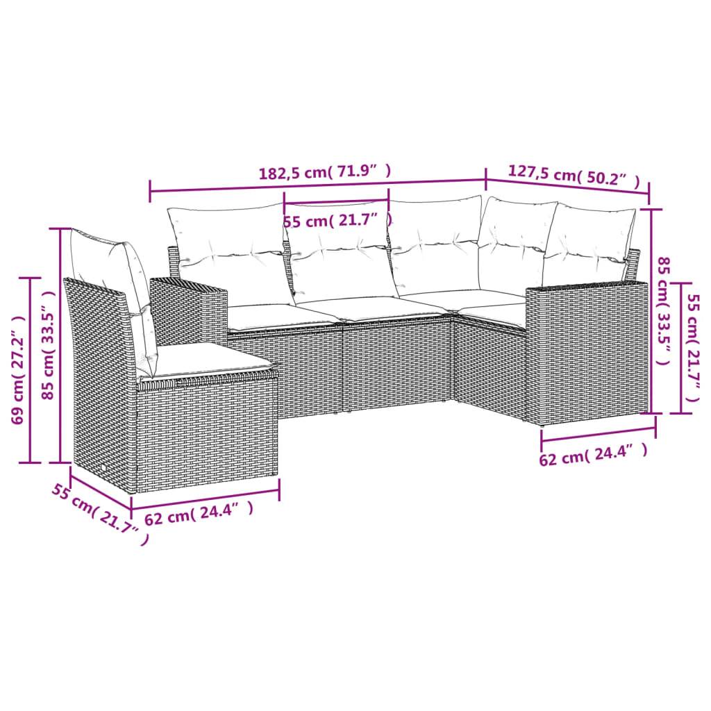 Vidaxl - Salon de jardin avec coussins 5 pcs beige résine tressée vidaXL 3251305 - Image 3