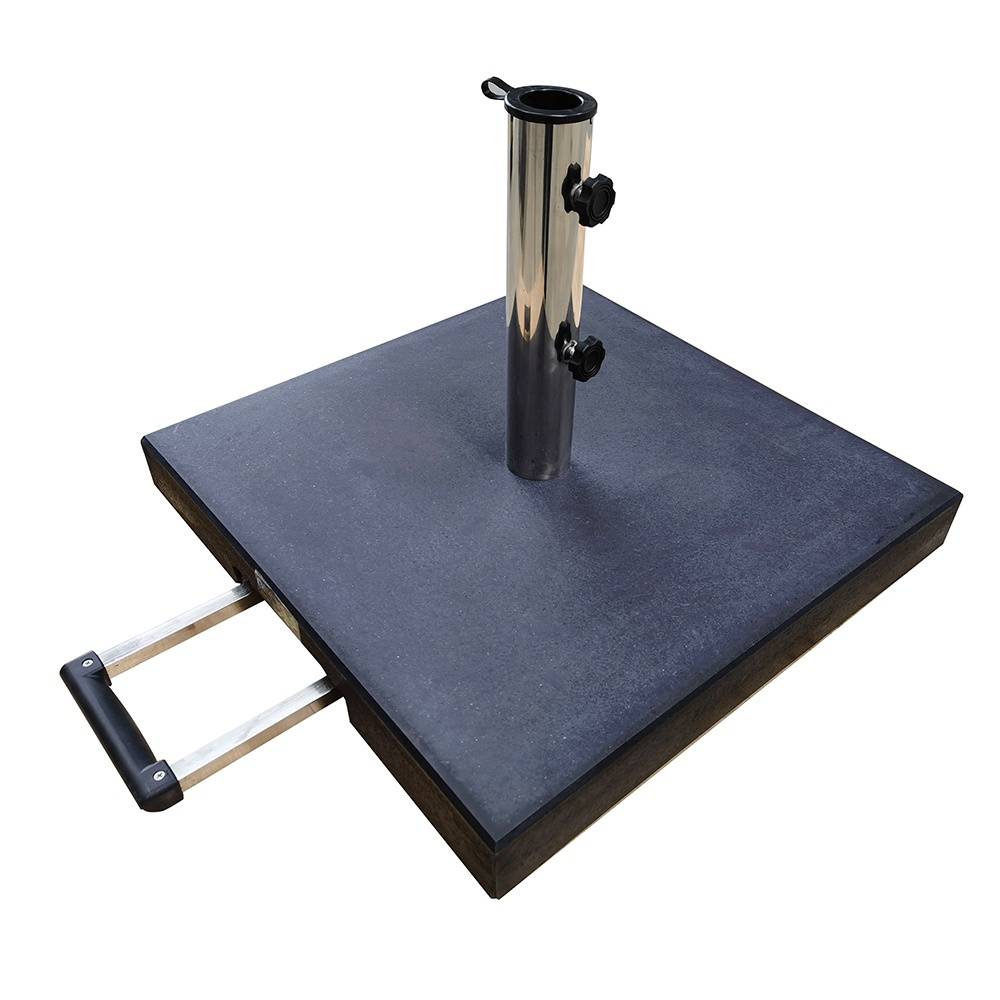 Pied de parasol en granite anthracite 39 kg avec roulettes Granita - Gecko Jardin - Image 2