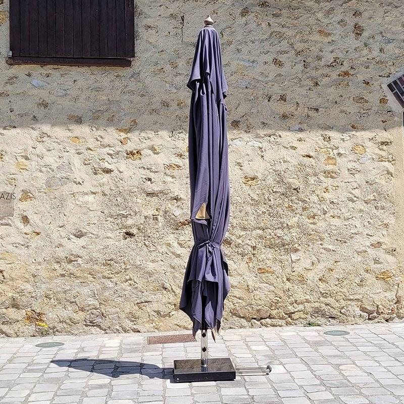 Pied de parasol en granite anthracite 39 kg avec roulettes Granita - Gecko Jardin - Image 5