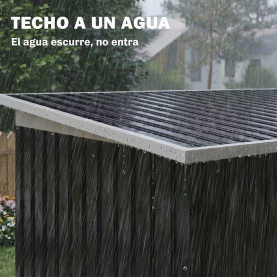 Abri de jardin extérieur 280 x 130 x 172 cm avec portes coulissantes, fond et ventilation, gris foncé - Image 9