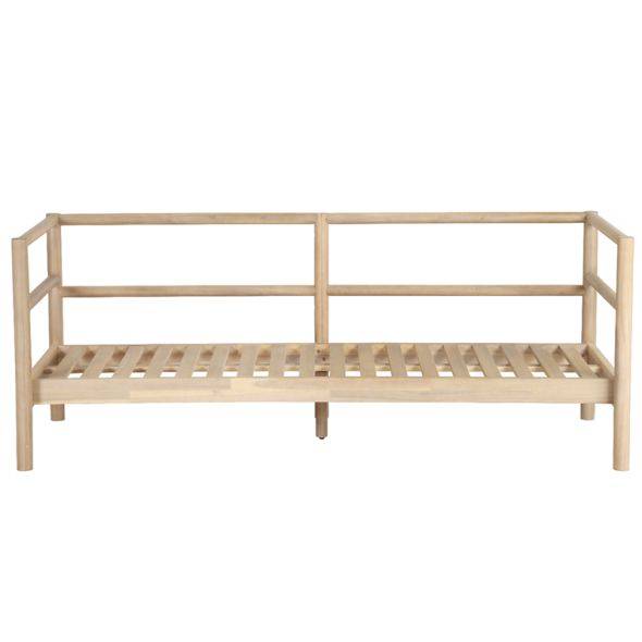 Canapé de jardin SAMOA 3 places en bois d'acacia blanchi FSC avec coussins beige Beau Rivage - Image 7