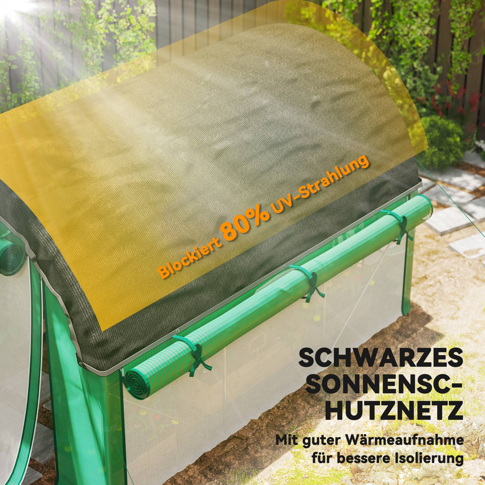 Sans Marque - Serre tunnel 3x2x2 m filet protection solaire parois enroulables acier bâche plastique verte serre potager jardin - Image 6
