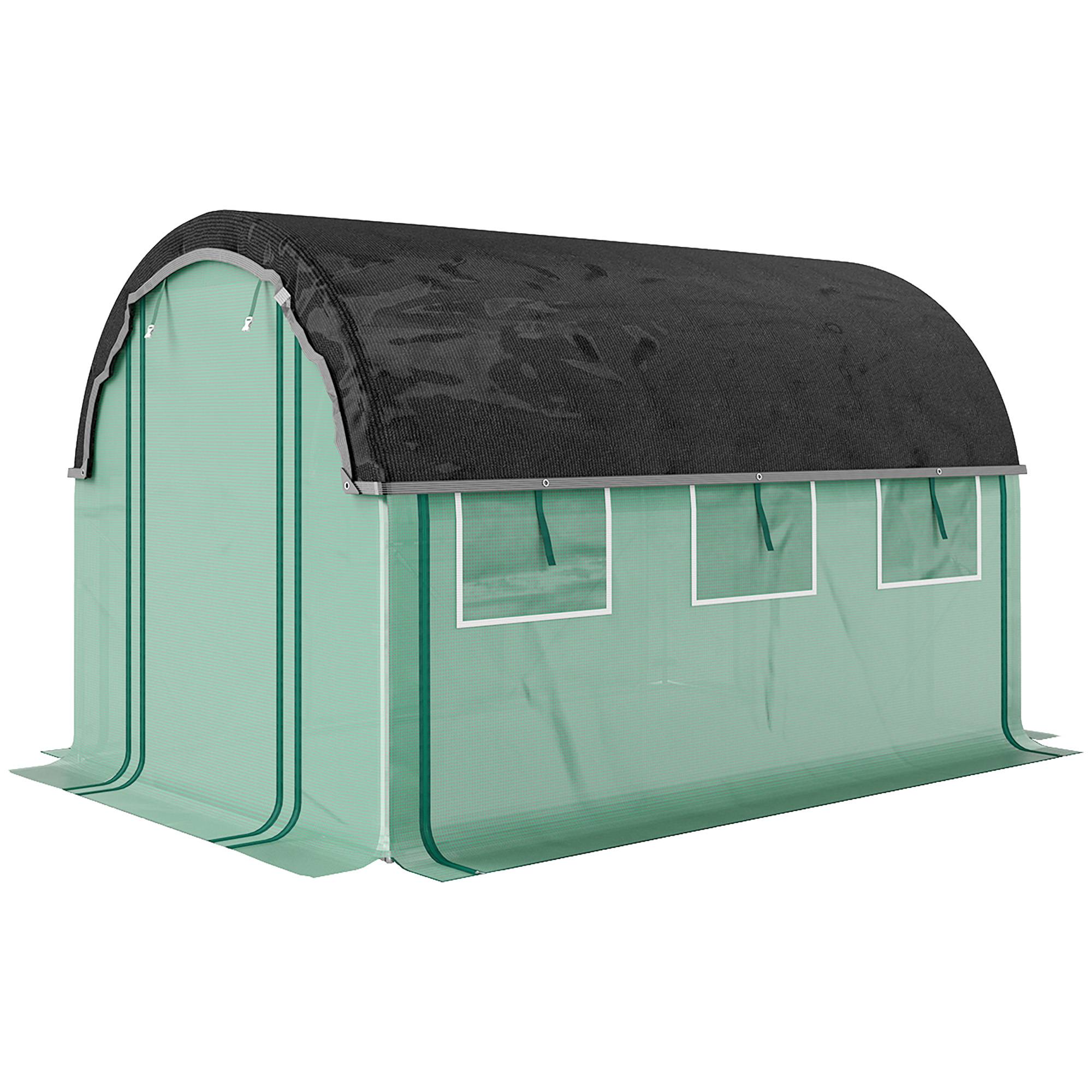 Sans Marque - Serre tunnel 3x2x2 m filet protection solaire parois enroulables acier bâche plastique verte serre potager jardin - Image 2