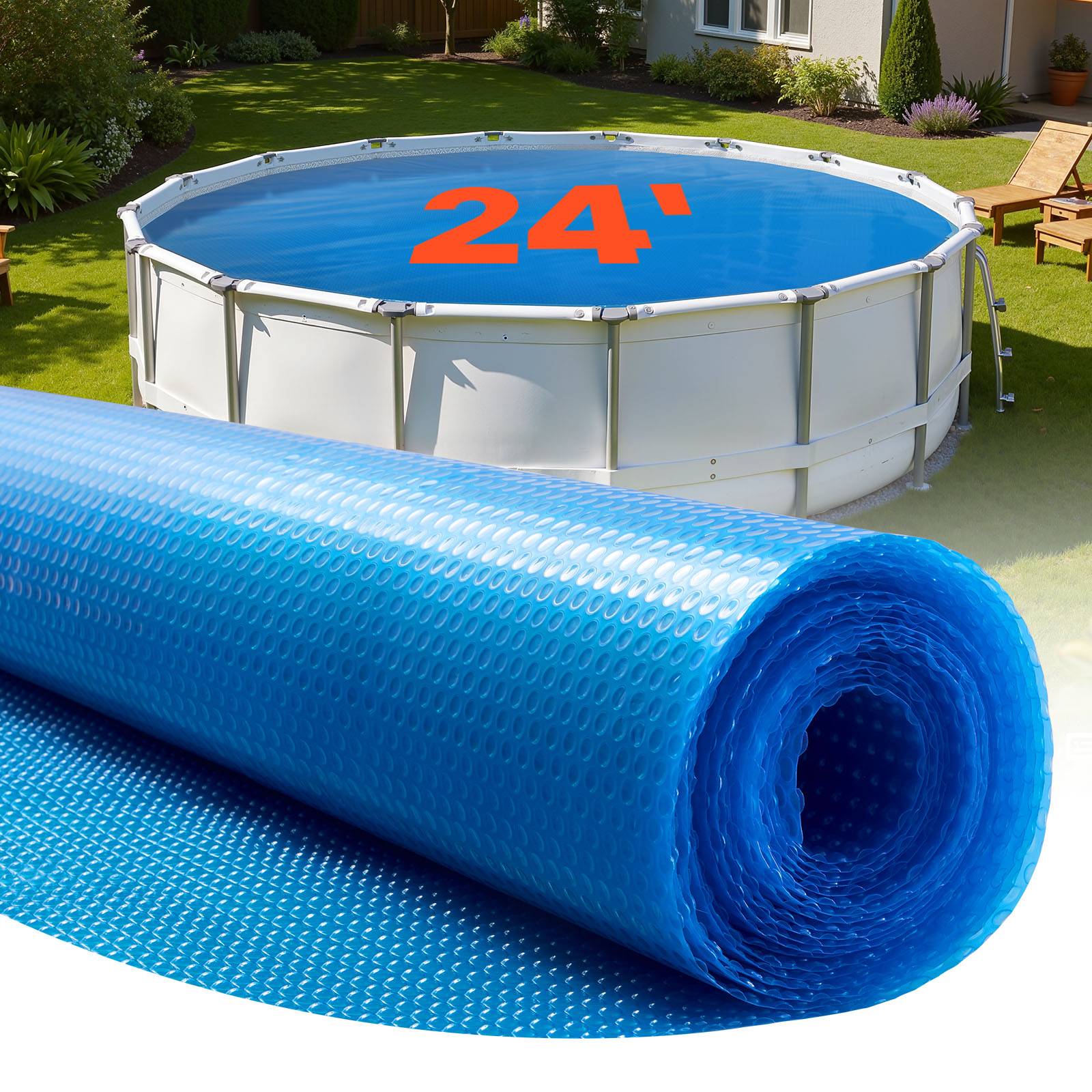 Vevor - VEVOR Bâche solaire ronde 7,32 m, 0,3 mm en PE, chauffe et conserve la chaleur, réduit évaporation et protège la piscine, bleu - Image 1