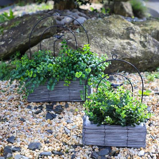 Set de 2 jardinières en osier gris Ht.31-40 cm Chemin de campagne - Image 2
