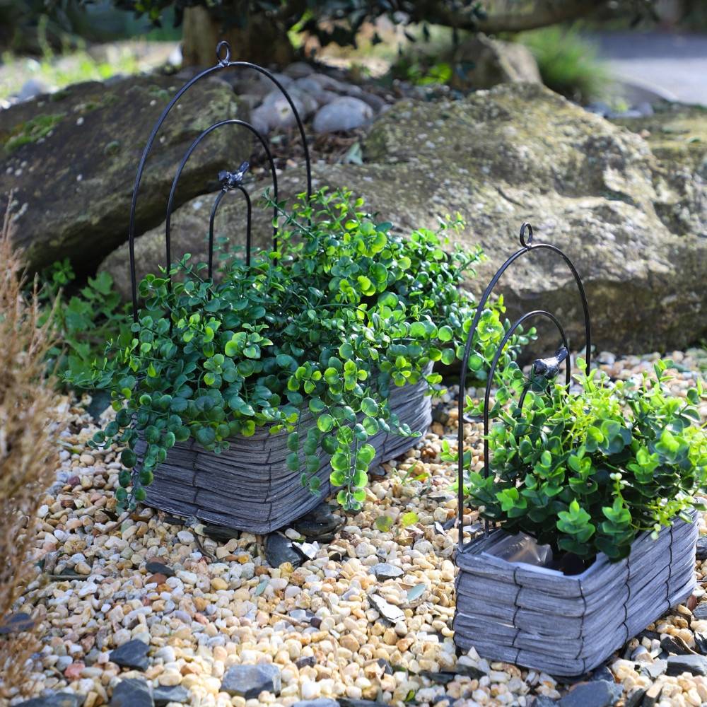 Set de 2 jardinières en osier gris Ht.31-40 cm Chemin de campagne - Image 3