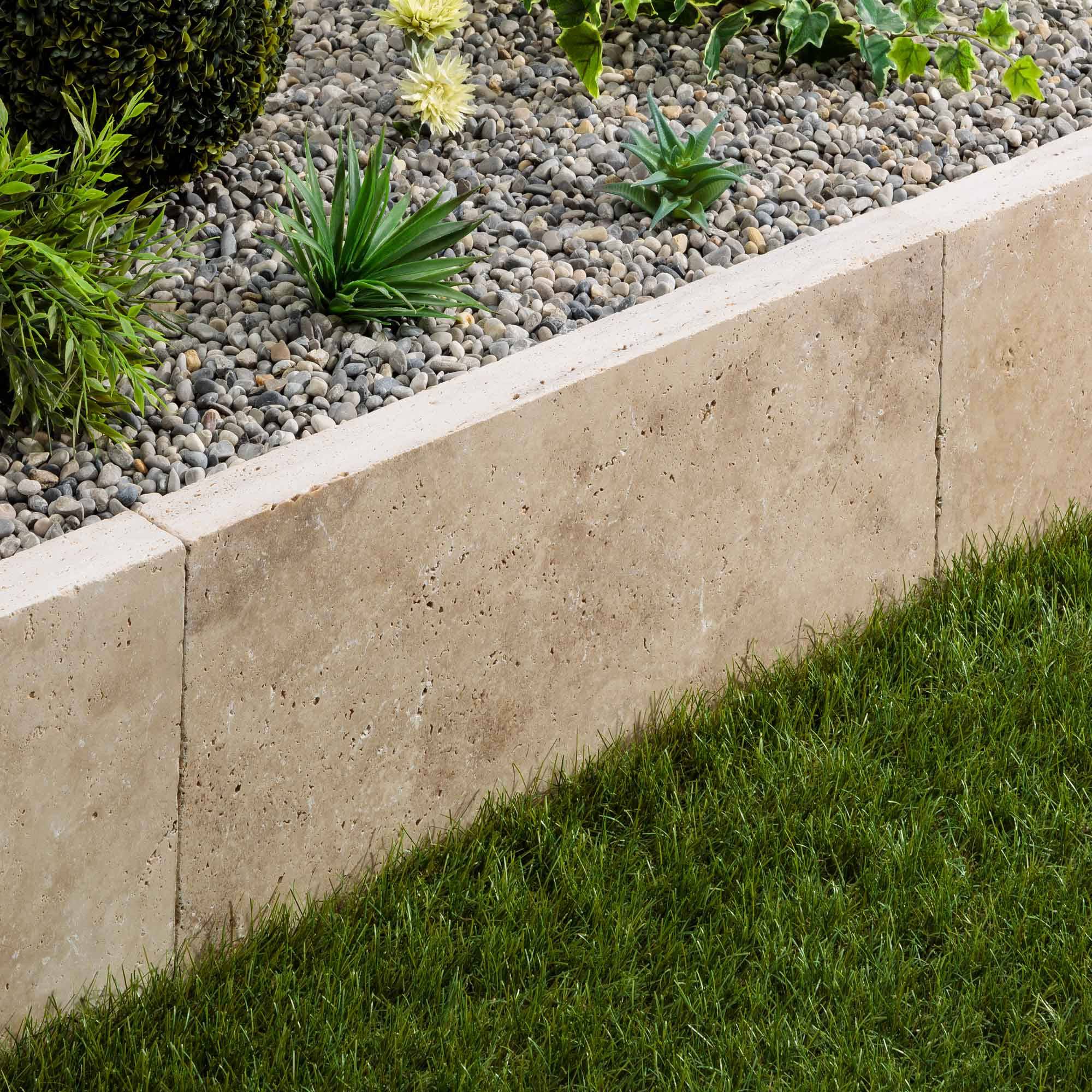 RO'MA Nature - Bordure de jardin Travertin Beige Nuancé 61x33x5 cm (à l'unité) - RO'MA NATURE - Image 1