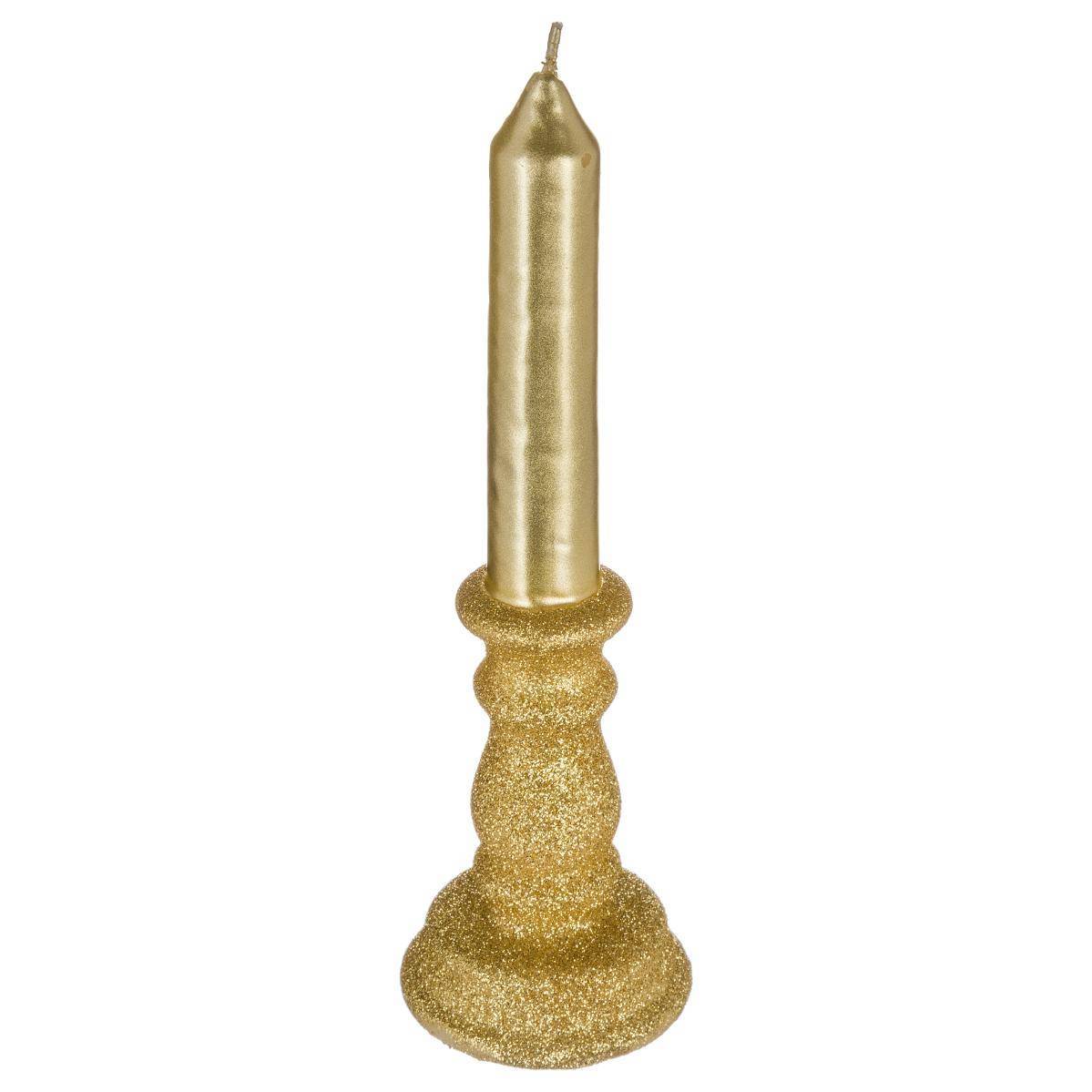 Fééric Lights & Christmas - Bougie Chandelle pailletées H.20cm or - Feeric Lights & Christmas - Image 1