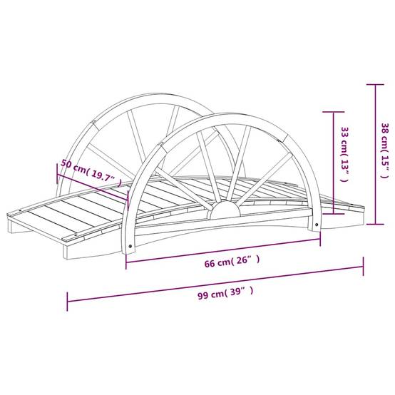 Vidaxl - Pont de jardin avec demi-roue 99x50x38 cm bois de sapin massif vidaXL 363338 - Image 3