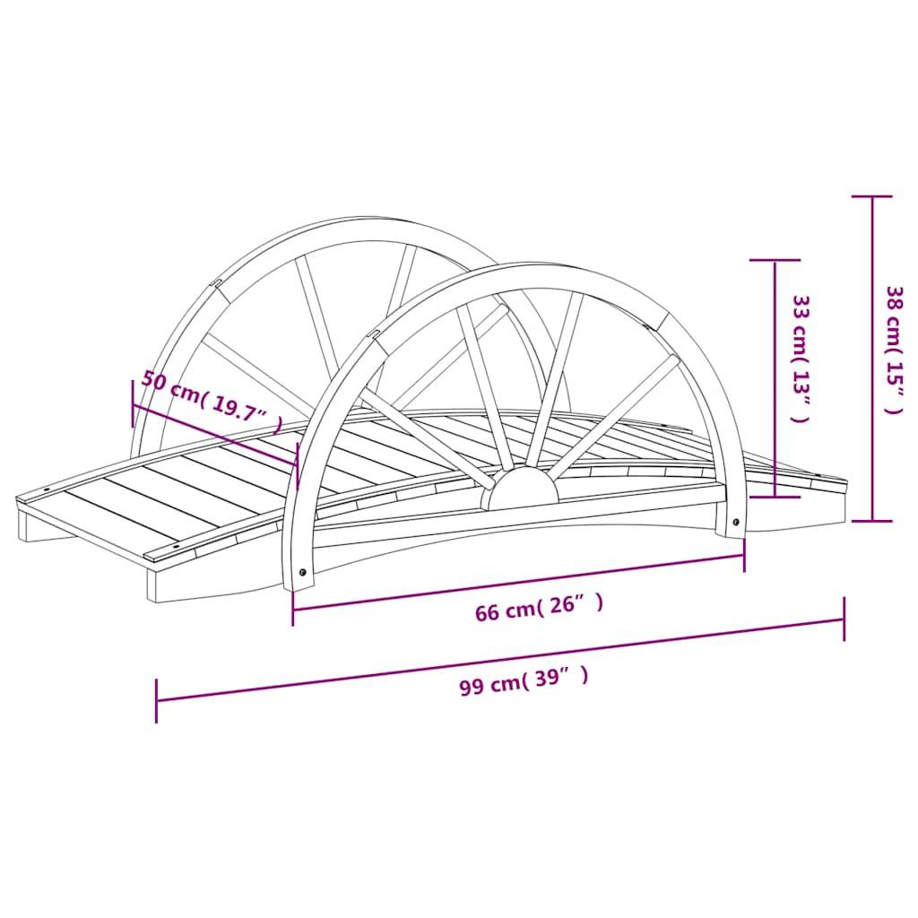 Vidaxl - Pont de jardin avec demi-roue 99x50x38 cm bois de sapin massif vidaXL 363338 - Image 3
