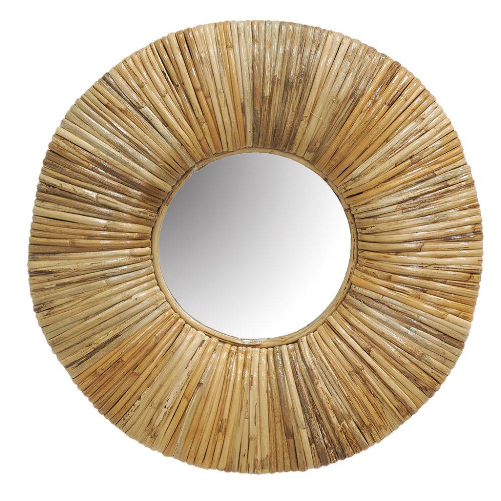 Aubry Gaspard - Miroir rond en rotin naturel - Image 2