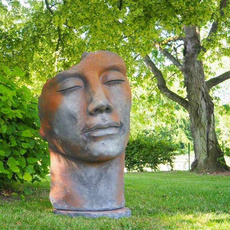Statue visage homme extérieur grand format - Bronze 115 cm - Jardinex - Image 4