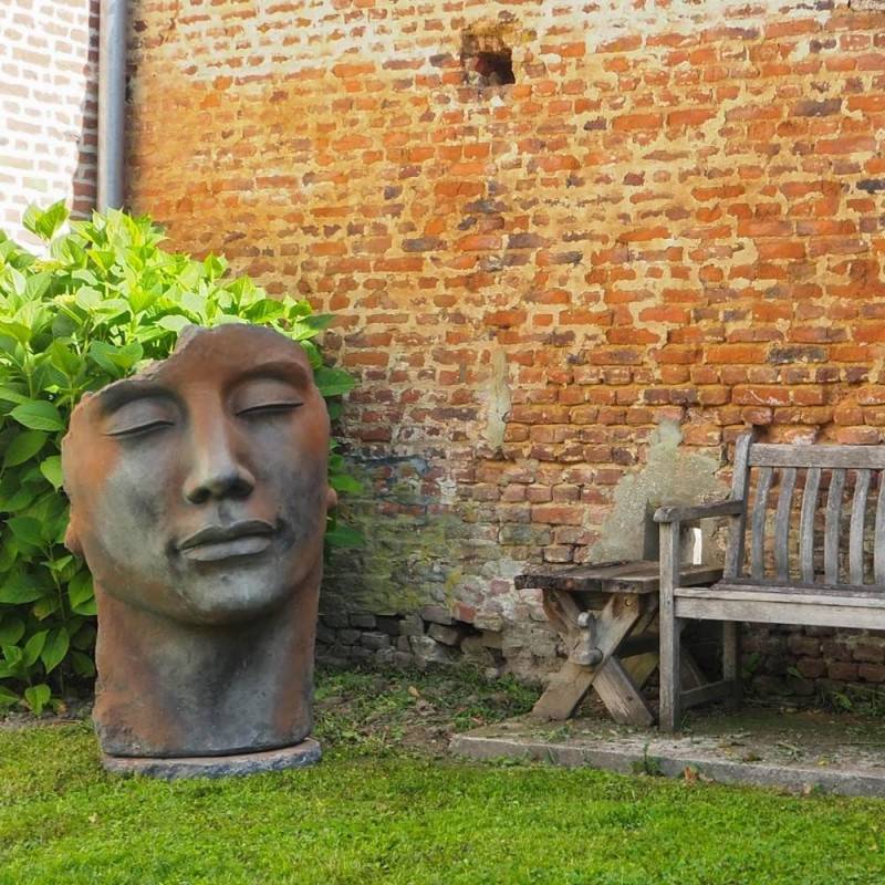 Statue visage homme extérieur grand format - Bronze 115 cm - Jardinex - Image 2