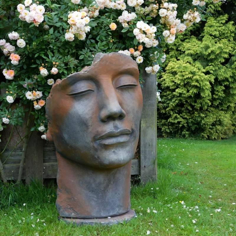 Statue visage homme extérieur grand format - Bronze 115 cm - Jardinex - Image 3