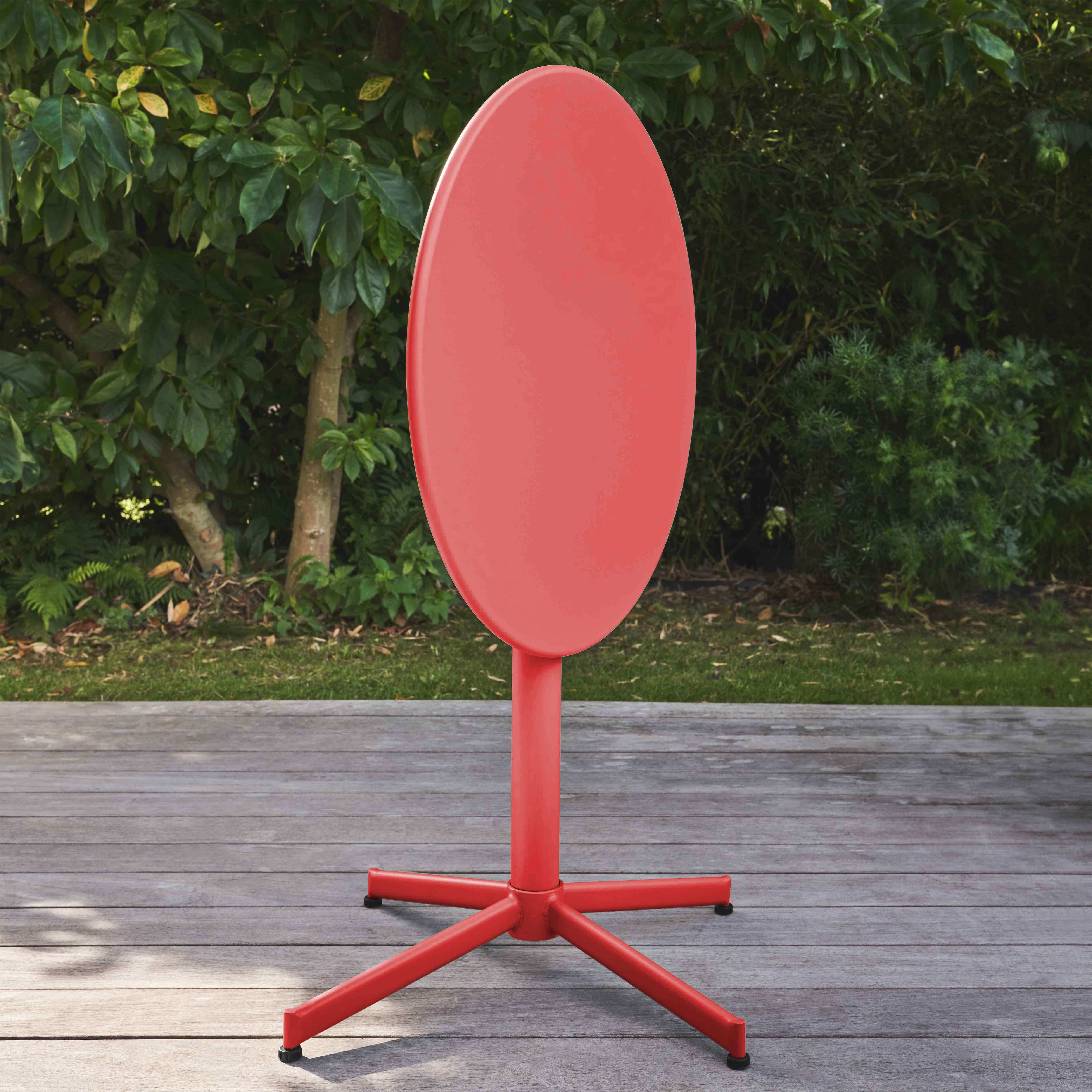 Oviala - Table de jardin ronde bistro inclinable 70 cm en acier rouge Palavas - Oviala - Image 3