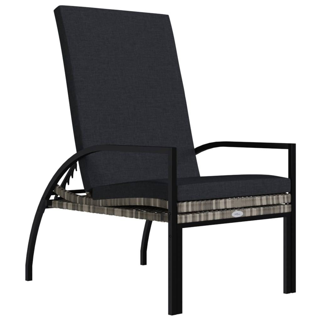 Chaises longues avec repose-pied Résine tressée Gris 195 x 60 x 55-102 cm - PANGIVO - Image 7