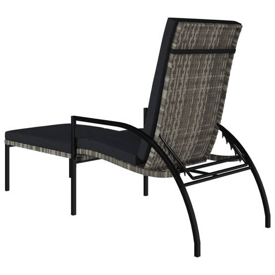 Chaises longues avec repose-pied Résine tressée Gris 195 x 60 x 55-102 cm - PANGIVO - Image 5