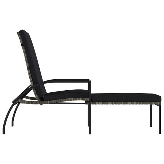 Chaises longues avec repose-pied Résine tressée Gris 195 x 60 x 55-102 cm - PANGIVO - Image 4