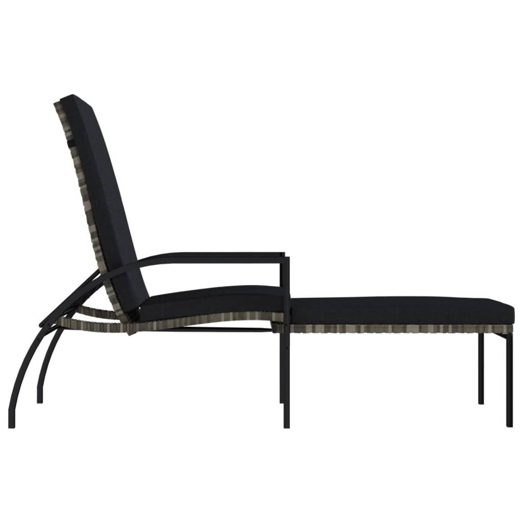 Chaises longues avec repose-pied Résine tressée Gris 195 x 60 x 55-102 cm - PANGIVO - Image 4