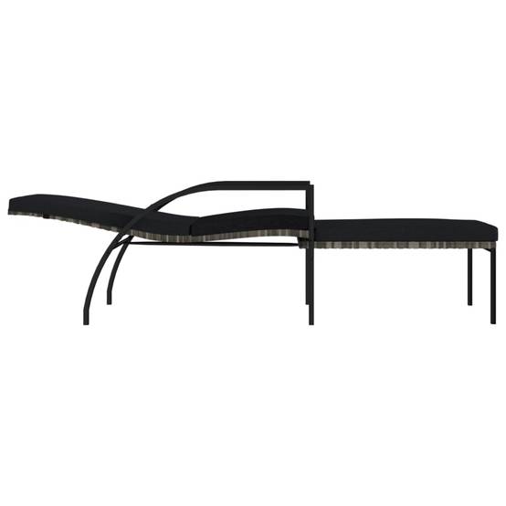 Chaises longues avec repose-pied Résine tressée Gris 195 x 60 x 55-102 cm - PANGIVO - Image 6