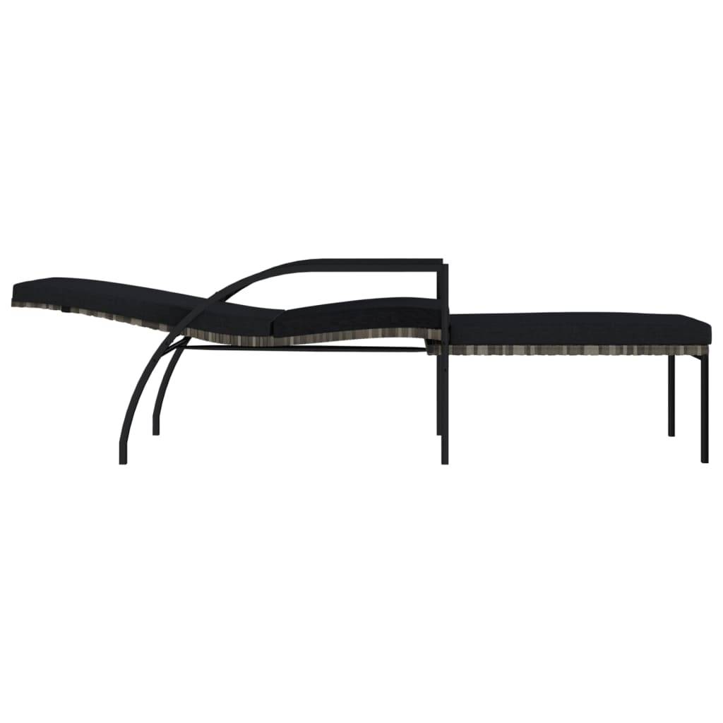 Chaises longues avec repose-pied Résine tressée Gris 195 x 60 x 55-102 cm - PANGIVO - Image 6
