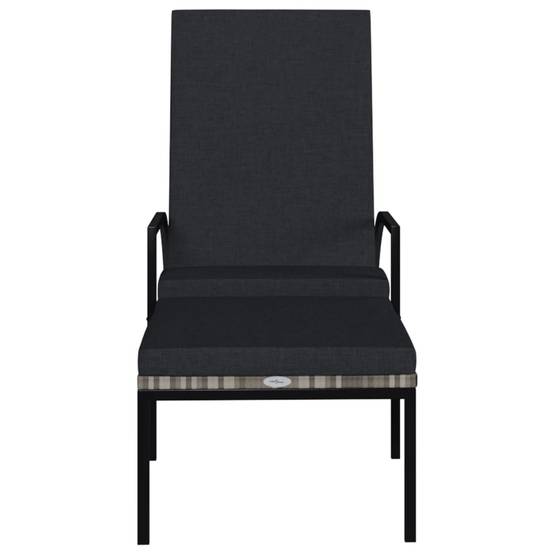 Chaises longues avec repose-pied Résine tressée Gris 195 x 60 x 55-102 cm - PANGIVO - Image 3