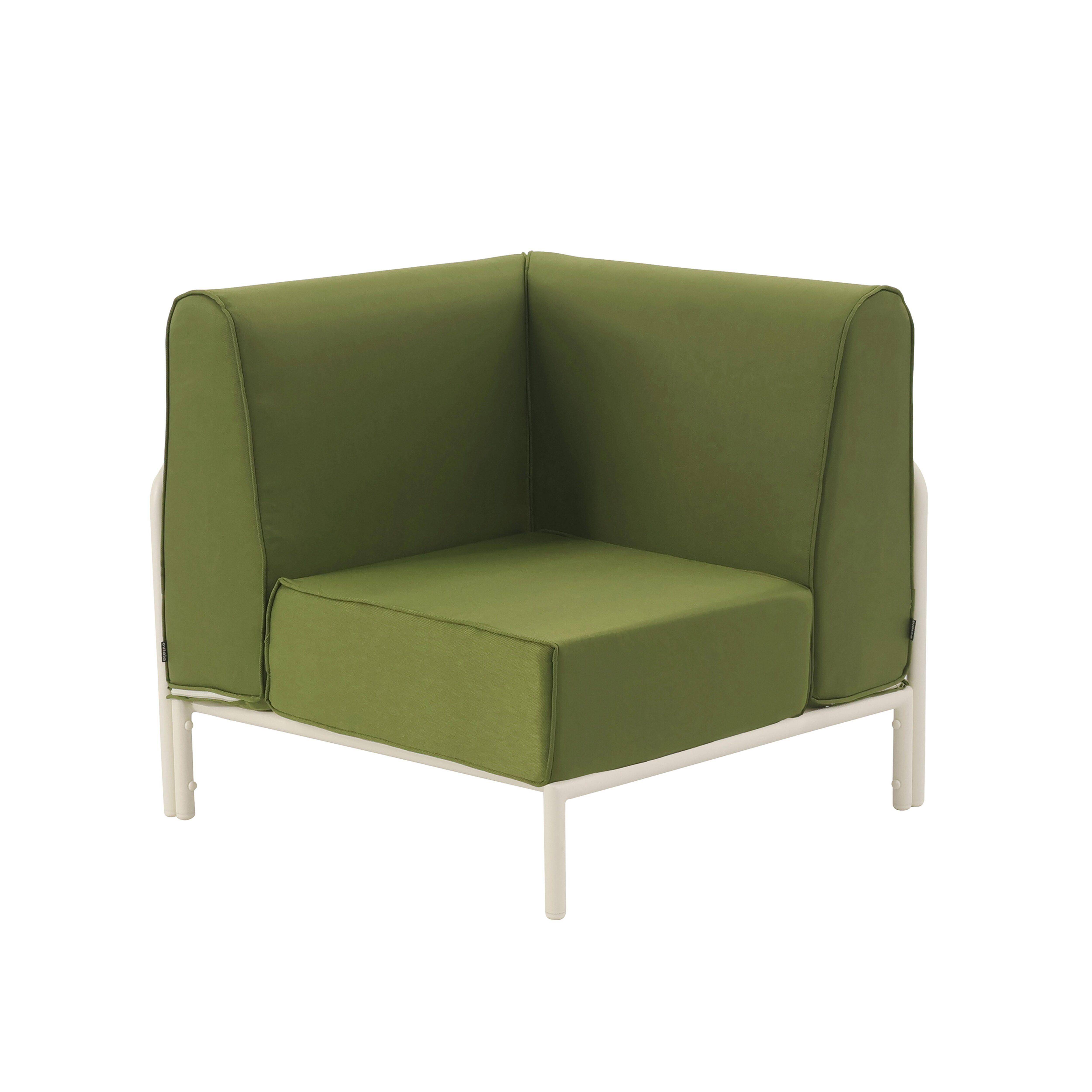 Oviala - Fauteuil d'angle pour salon de jardin modulable tissu vert kaki Patio - Oviala