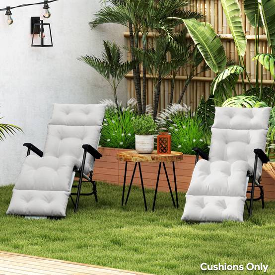 Coussin bain de soleil transat polyester jardin terrasse épaisseur 10 cm gris clair - ComfortXL Outdoor Living - Image 10