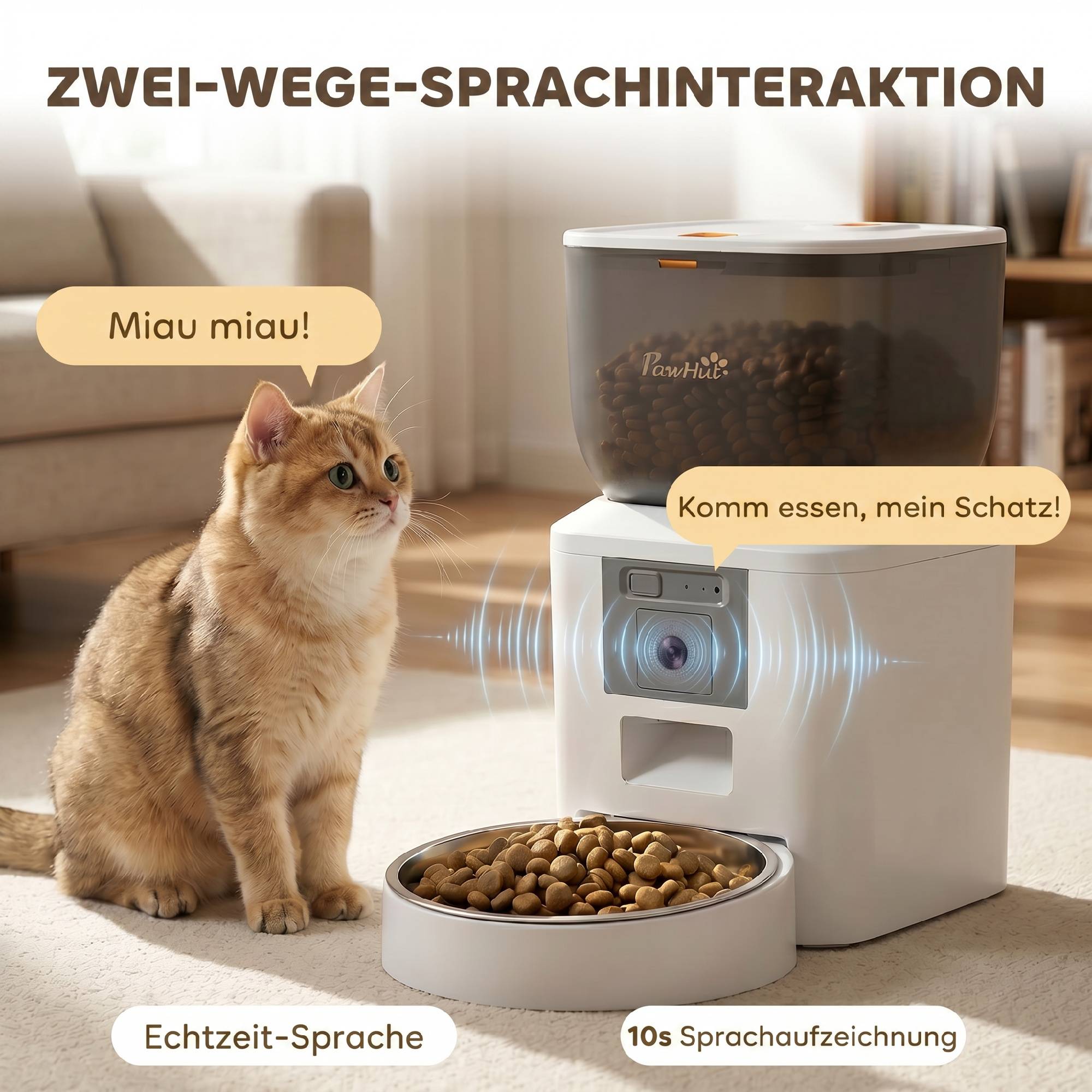 Distributeur automatique de croquettes pour chat avec caméra, Wi-Fi 2,4 GHz, application de contrôle, capacité de 4 L pour 1 à 10 repas - Image 8