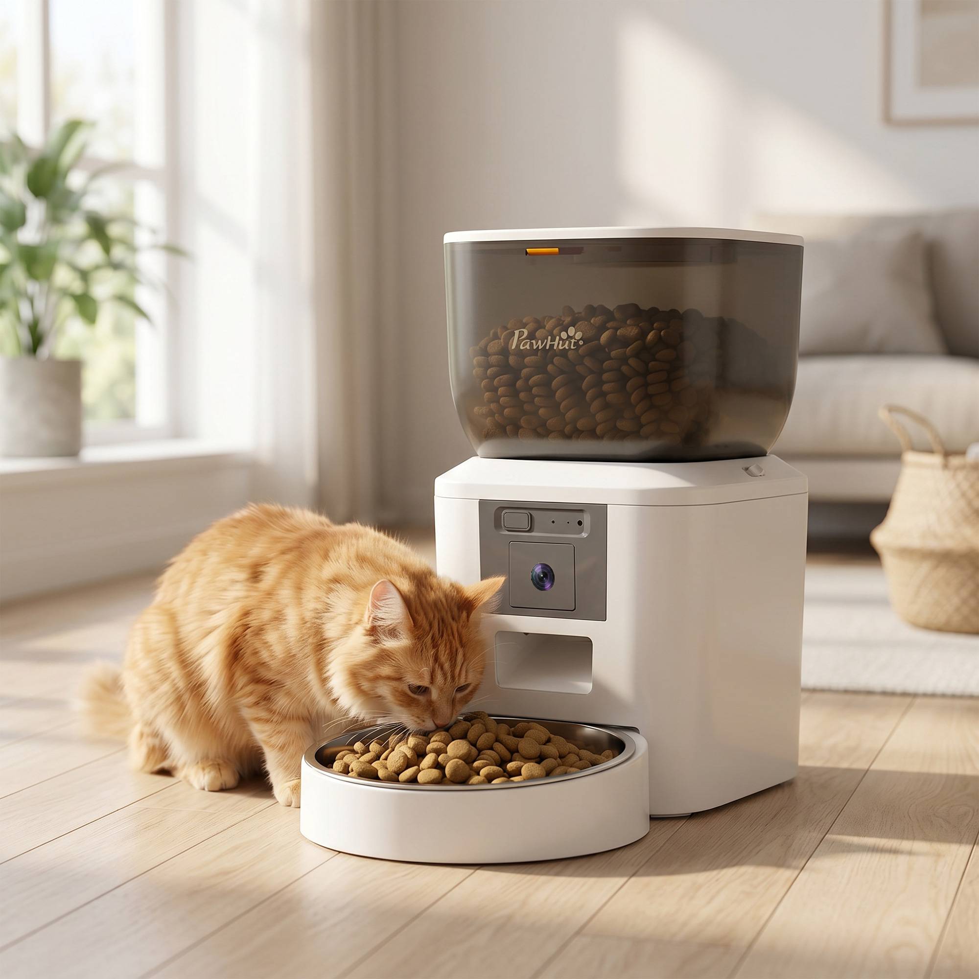 Distributeur automatique de croquettes pour chat avec caméra, Wi-Fi 2,4 GHz, application de contrôle, capacité de 4 L pour 1 à 10 repas - Image 2