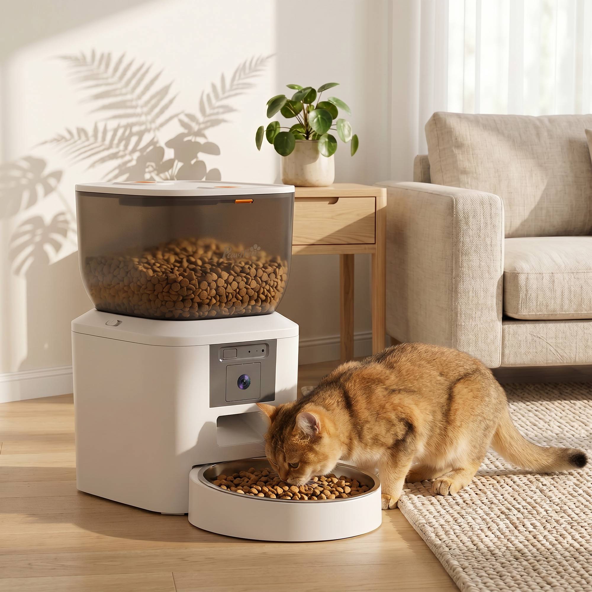 Distributeur automatique de croquettes pour chat avec caméra, Wi-Fi 2,4 GHz, application de contrôle, capacité de 4 L pour 1 à 10 repas - Image 3