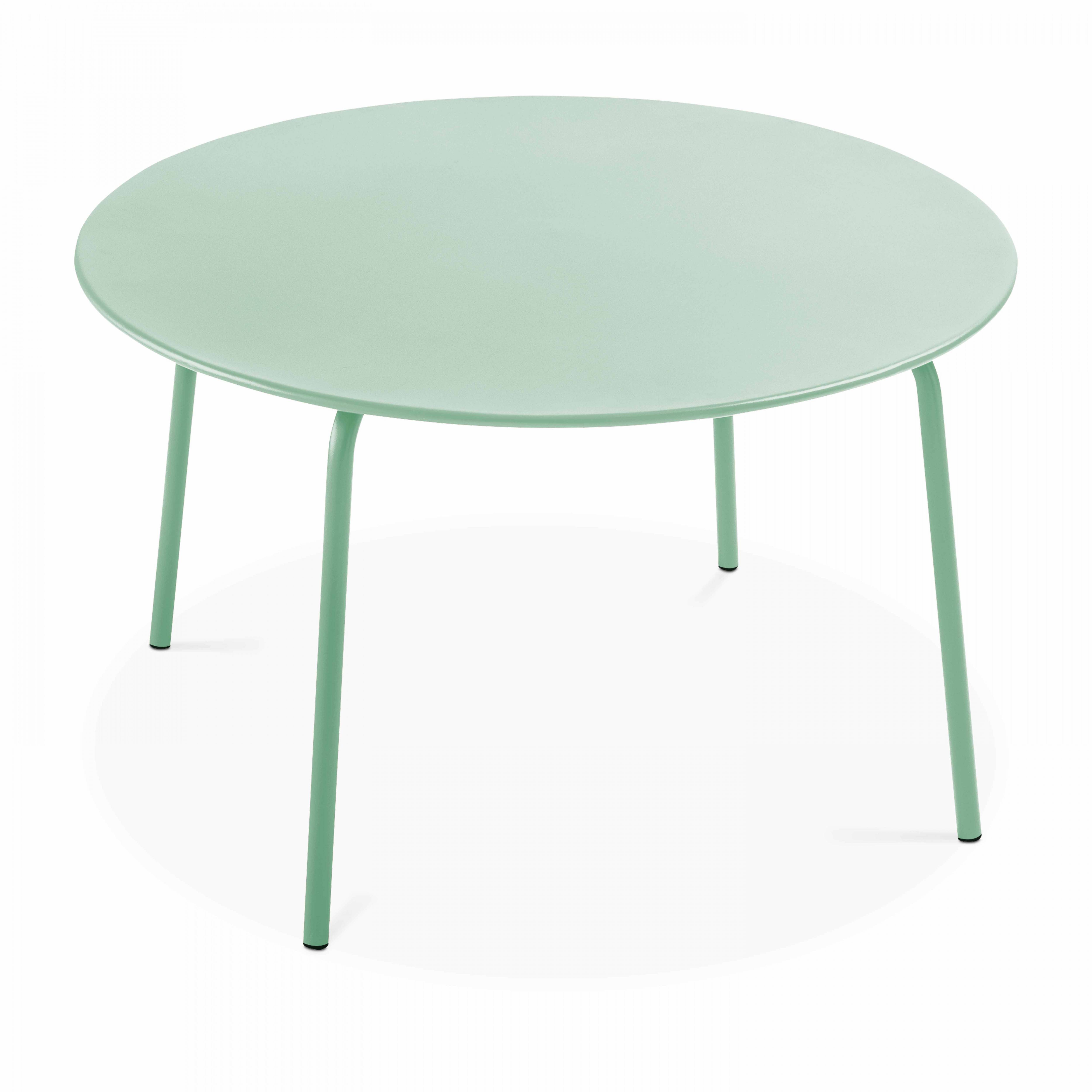Oviala - Table de jardin ronde en acier 8 places 120 cm vert sauge Palavas - Oviala - Image 1
