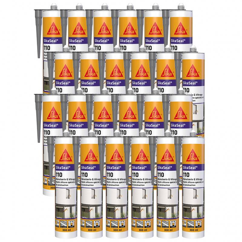 24x Mastic silicone SikaSeal 110 Menuiserie & Vitrage 300ml SIKA - Couleur: Noir - Image 5