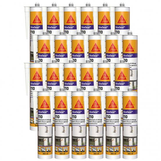 24x Mastic silicone SikaSeal 110 Menuiserie & Vitrage 300ml SIKA - Couleur: Noir - Image 3